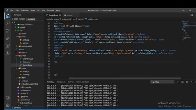 How To Implement Flask REST API Using Axios in Q-Table Quasar || Quasar Q-Table Add Edit Delete смотреть онлайн
