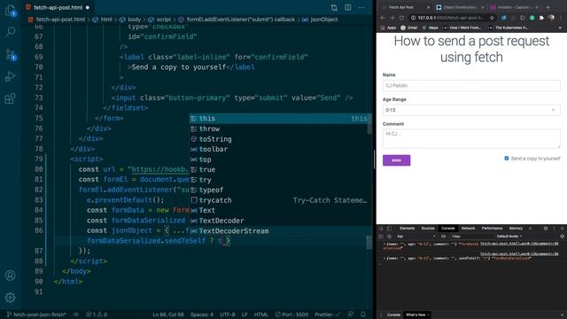 How to use javascript to send a post request using the fetch api. смотреть онлайн