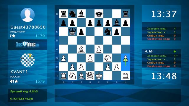Chess Game Analysis: KVANT1 - Guest43788650 : 1-0 (By ChessFriends.com) смотреть онлайн