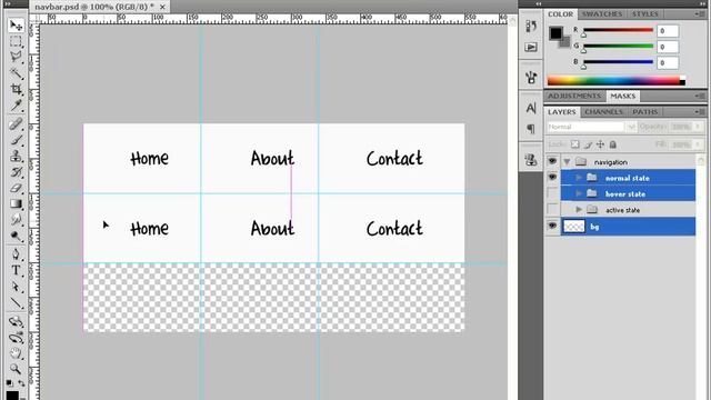 Три состояния навигации с помощью CSS sprites. Photoshop. смотреть онлайн