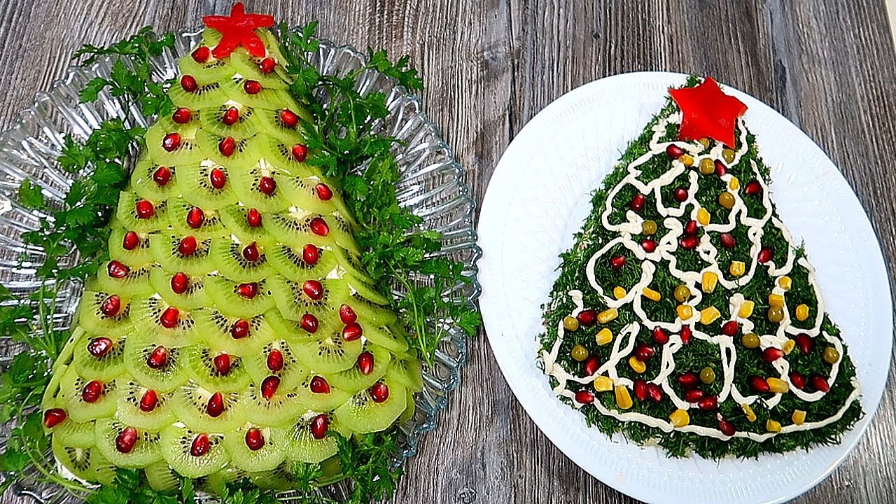 НОВОГОДНИЙ САЛАТ ЁЛОЧКА. 2 РЕЦЕПТА. Рецепты разные, но оба очень красивые и вкусные смотреть онлайн