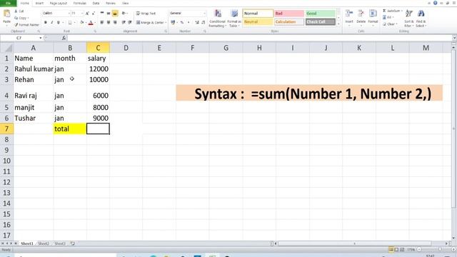 Use of Sum Function in Excel - Hindi смотреть онлайн
