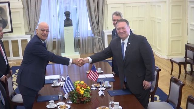 Greek Foreign Minister Nikos Dendias meets US Secretary of State Mike Pompeo in Athens | AFP смотреть онлайн