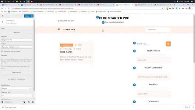 How to add site logo, title, and tagline | Blog Starter WordPress Theme смотреть онлайн