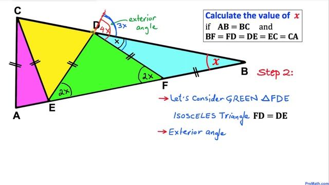 Find the Value of Angle X in this Isosceles Triangle | Learn About the Exterior Angle Theorem смотреть онлайн