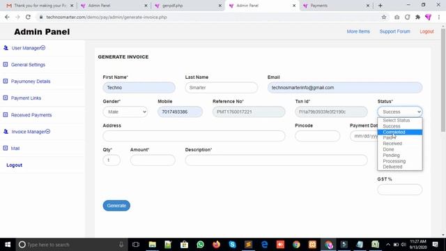 Payumoney payment gateway form integration in PHP website| Invoice with GST | Email and Pay link Ap смотреть онлайн