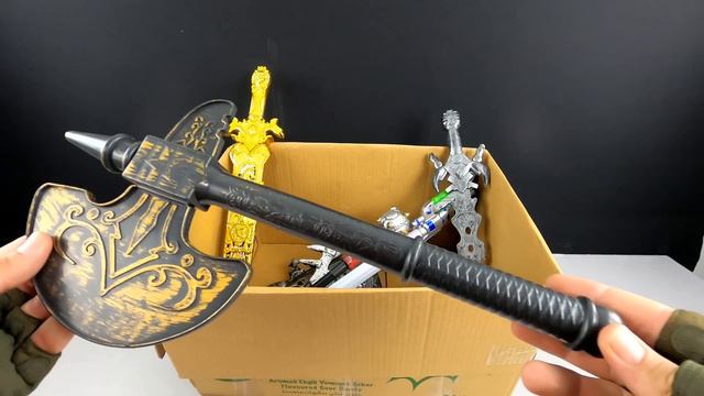 Box Full Of Toy Swords - Shields - Battle Axes