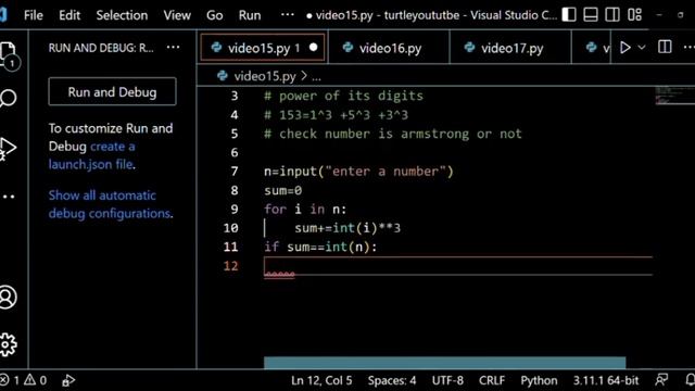 how to write python program to check number is Armstrong or not??#python #viral смотреть онлайн