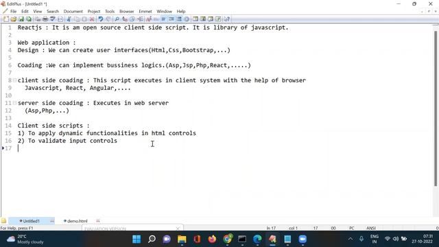 REACT JS tutorials || Demo - 1 || by Mr. Swamy Naidu On 27-10-2022 @7AM IST смотреть онлайн