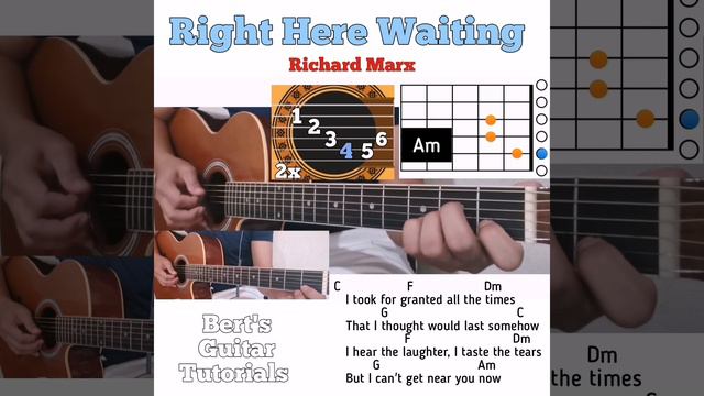 Right Here Waiting - Richard Marx guitar chords w/ lyrics & plucking tutorial смотреть онлайн