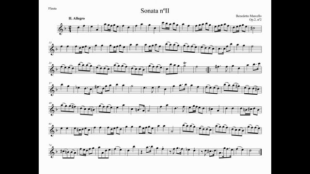 Sonata Op.2 nº2 ~ Benedetto Marcello (Acompañamiento Continuo + Partitura Flauta) смотреть онлайн