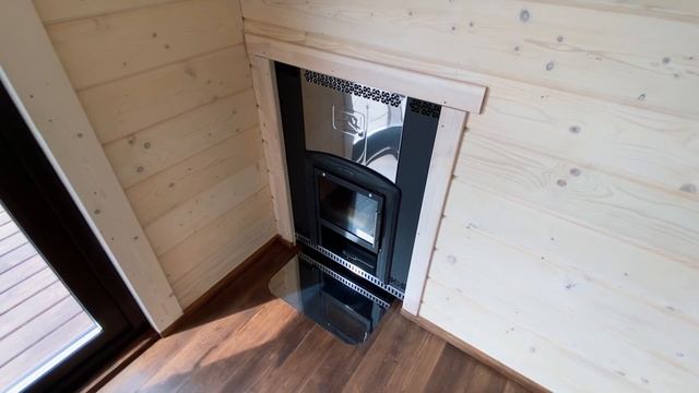 Баня Укко 8х6,3 м из клееного бруса с террасой смотреть онлайн