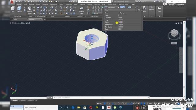 Nut DWG Prepared by Autocad, with material add command.(Гайка, подготовленная Autocad) смотреть онлайн