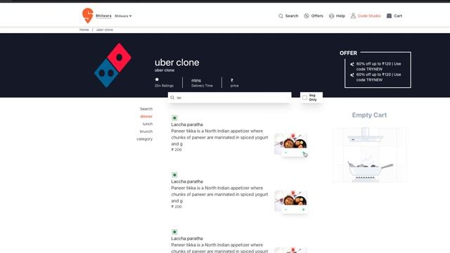 Swiggy Clone - Restaurant Landing Page with Dish Menu Items #redux #react #64 смотреть онлайн