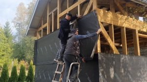 Монтаж ветрозащитной пленки. БАНЯ 25м2. #9