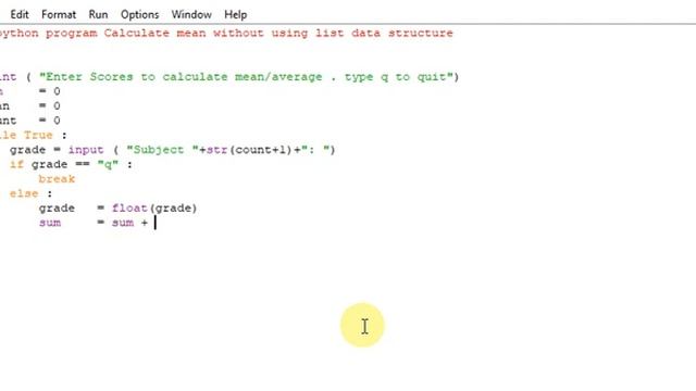 python program Calculate mean without using list data structure смотреть онлайн