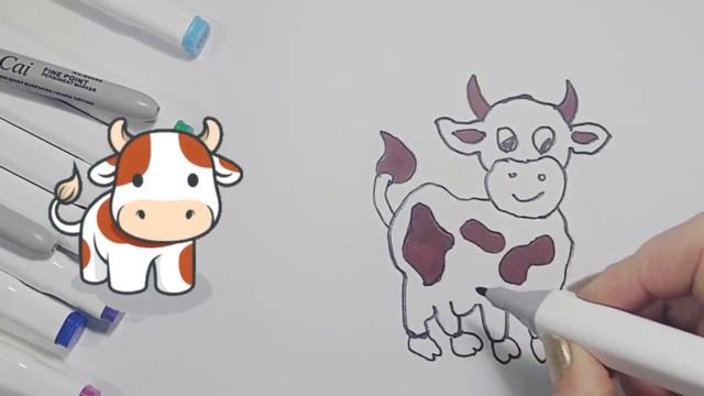 Как нарисовать корову,How to draw a cow,Fun drawing,Веселые рисунки,Раскраска,Coloring смотреть онлайн