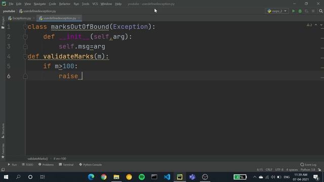 User defined exceptions in python | Python for beginners | Implementation in Actual Project смотреть онлайн