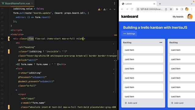 Inertia inline editable board name - but better - Trello Kanban 06B смотреть онлайн