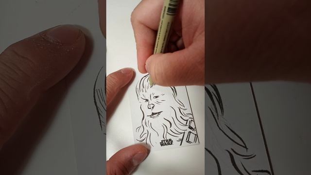 Ink Sketch from reference SKETCHCARD Star Wars Chewbacca Drawing Process DRAW no talking смотреть онлайн