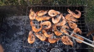 Креветки на мангале на углях