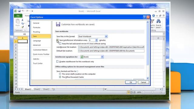 Microsoft® Excel 2010: Enable and adjust AutoRecover and AutoSave in Windows® XP смотреть онлайн