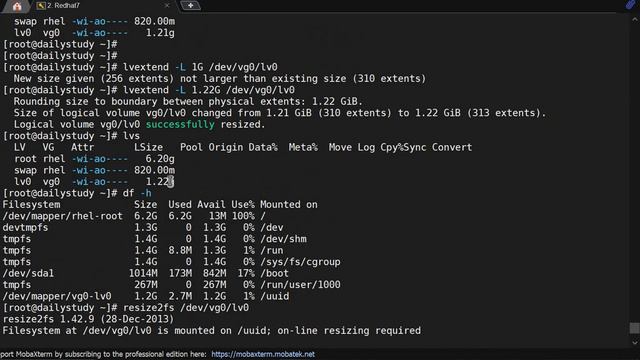 How to extend a file system online in LVM Redhat, Linux and centos смотреть онлайн