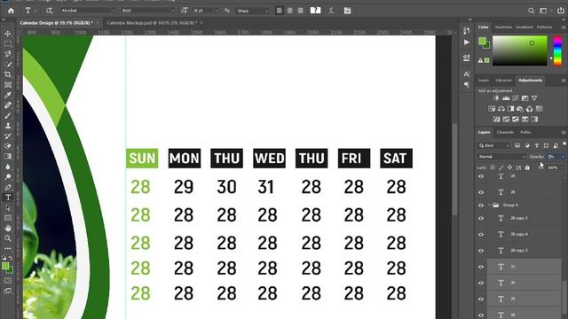 How to Design Desk Calendar 2022 In Adobe Photoshop CC смотреть онлайн