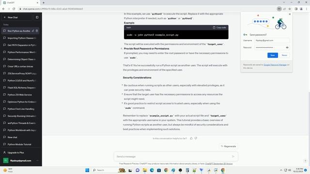 Running python script as another user смотреть онлайн