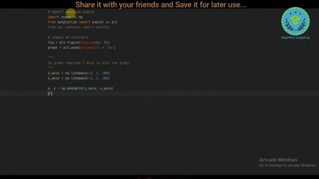 Source code of 3d wirframe graph using matplotlib in python смотреть онлайн