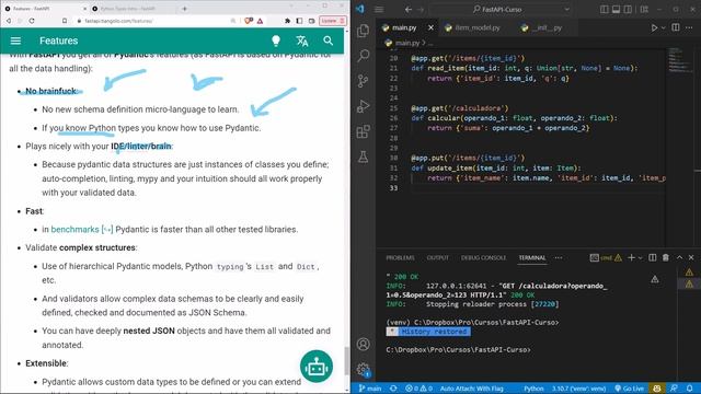 FastAPI Curso: 25 Otras Características - Autocompletado, Pydantic para Soporte de Tipos de Datos смотреть онлайн