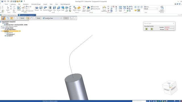 Solid Edge, how to sweep along a sketch line смотреть онлайн