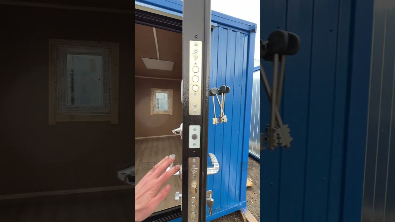 Бытовка пост охраны ПО-4 в ДВП и синем профлисте смотреть онлайн