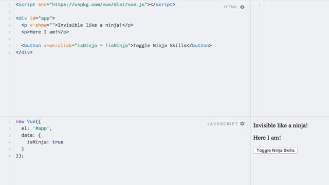 Showing and hiding elements (v-show) смотреть онлайн