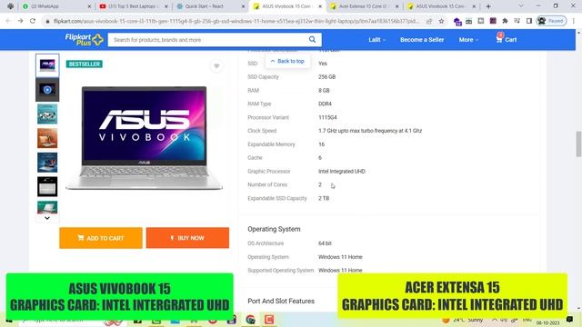 Asus Vivobook 15 vs Acer Extensa 15 Laptop | Which one is best | Full Review | Flipkart Big Billion смотреть онлайн