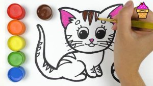 Раскраска для детей КОТЁНОК. Мультик - Раскраска. Учим цвета. КАПКЕЙК