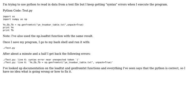 Unix & Linux: syntax error while trying to execute python program in bash shell смотреть онлайн