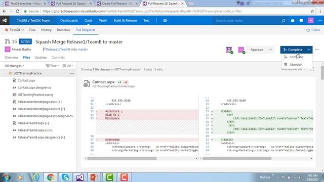 GIT QuickStart : 10 Squash Merge in GIT using VisualStudio смотреть онлайн