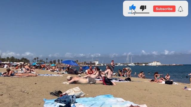 MUST SEE - Barceloneta Beach ? 4K Spain Barcelona 2023 Walking Tour Beach Walk