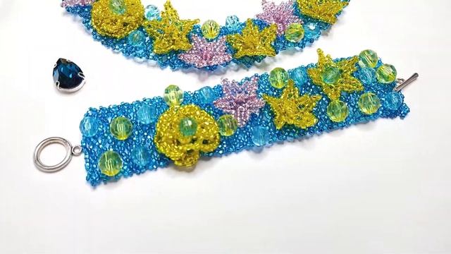 Украшение на лето с цветами Колье из бисера и бусин Ручная работа смотреть онлайн
