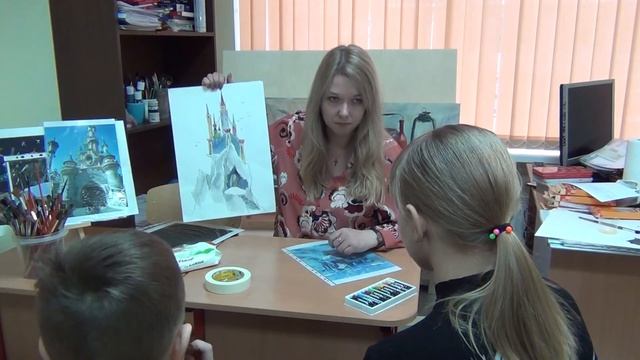 Мастер-класс «Замок для Снежной королевы» из цикла "Отдых за мольбертом". Граттаж. (2 часть) смотреть онлайн