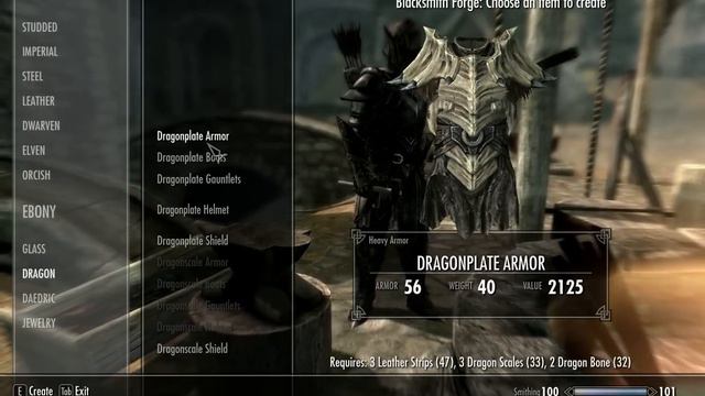 Skyrim - Making Dragon Plate Armor смотреть онлайн