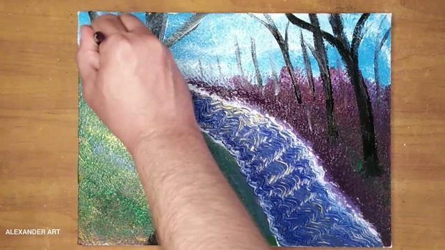 рисование ватными палочками /лёгкая техника росписи акрилом #drawing смотреть онлайн