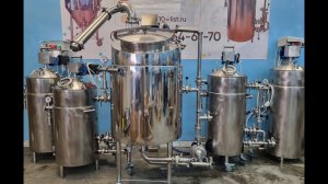 Промывка дробины в Пвк 70-200 литров, утилизация пара при кипячении.