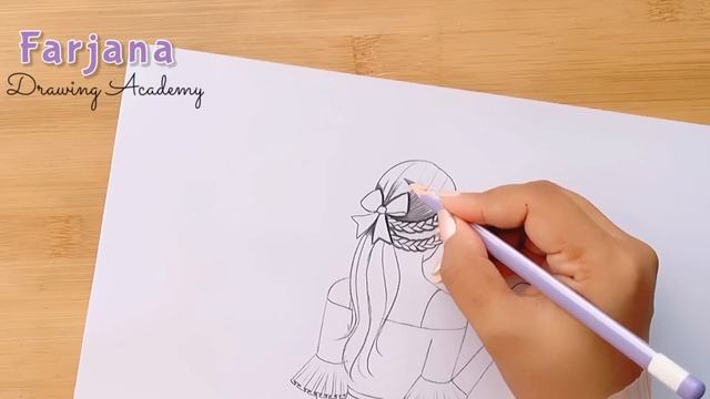 A Beautiful Girl With Summer Drink And Stylish Hairstyle  - Easy Way & Step By Step || Pencil Sketc