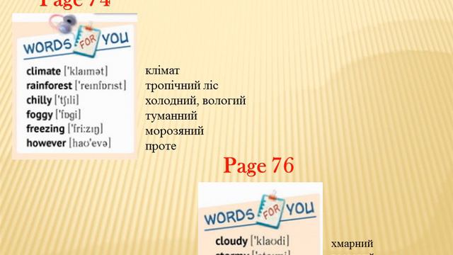5 клас.Англійська мова, Карпюк О.Д. Нові слова по темі "Погода". смотреть онлайн