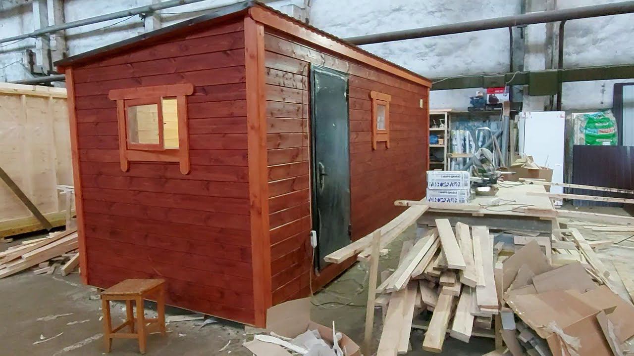 Каркасная баня под ключ с металлической дверью. смотреть онлайн
