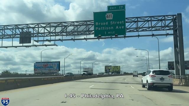 I-95 South - Philadelphia - Pennsylvania - 4K Highway Drive смотреть онлайн
