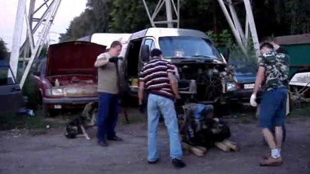 Снятие двигателя с ГАЗели и Волги (скорость х4) смотреть онлайн