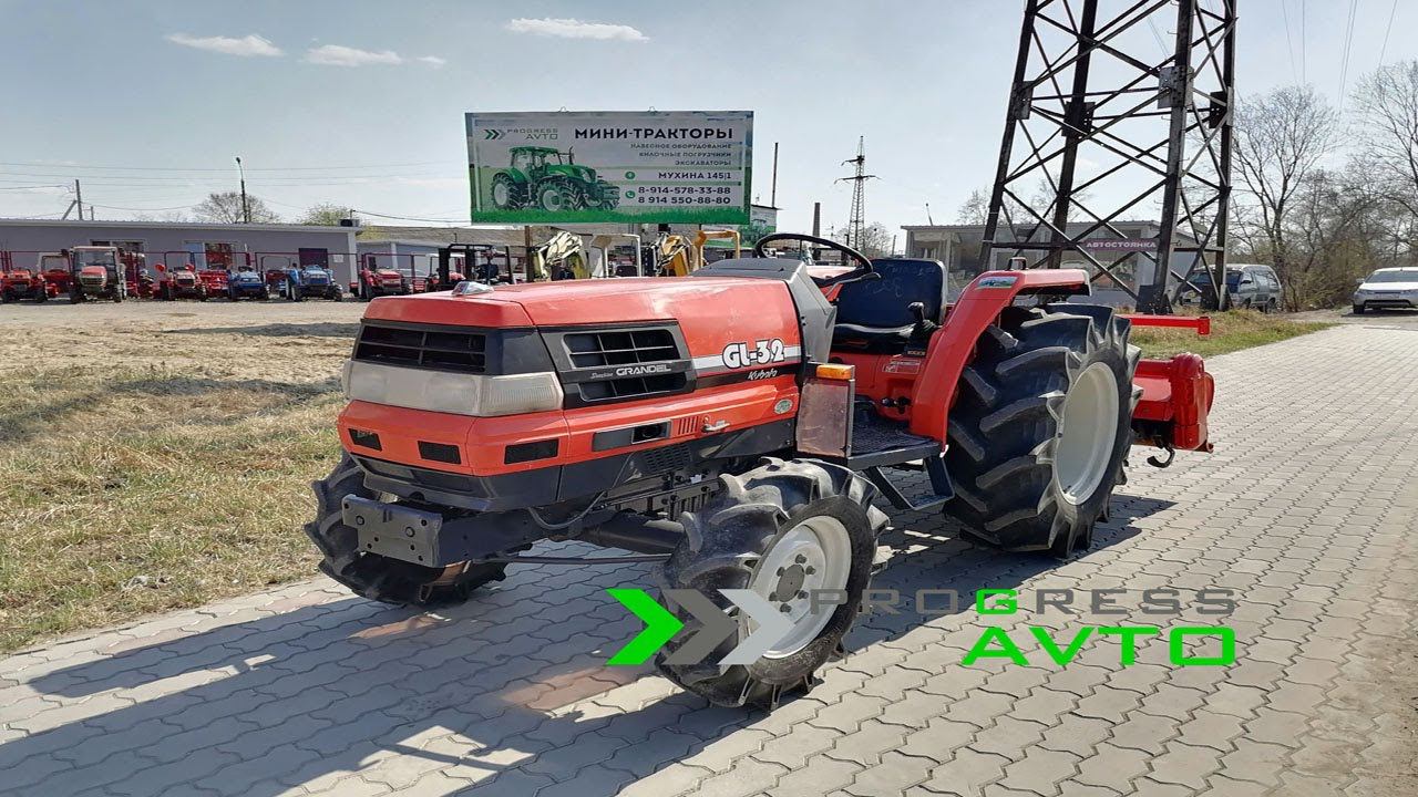 Мощный минитрактор KUBOTA GL32 с реверсом, быстрый разворот гидроусилитель руля 32 л.с. прогрессавто смотреть онлайн